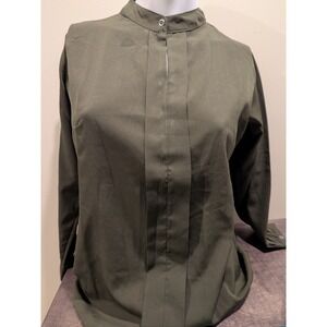 Vero Moda Womens Blouse Top Size M Green Long Sleeve Round Neck Collar EUC‎